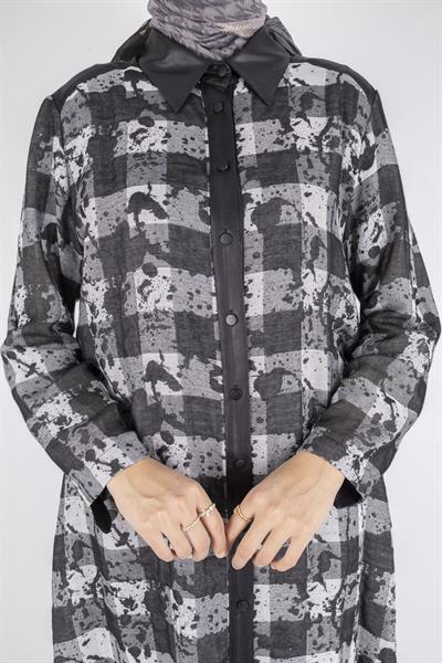 Büyük Beden Uzun Tunik Siyah OTW43401