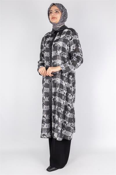 Büyük Beden Uzun Tunik Siyah OTW43401