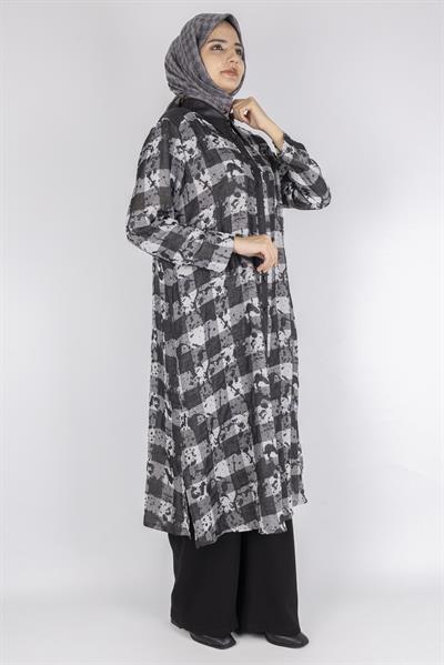 Büyük Beden Uzun Tunik Siyah OTW43401