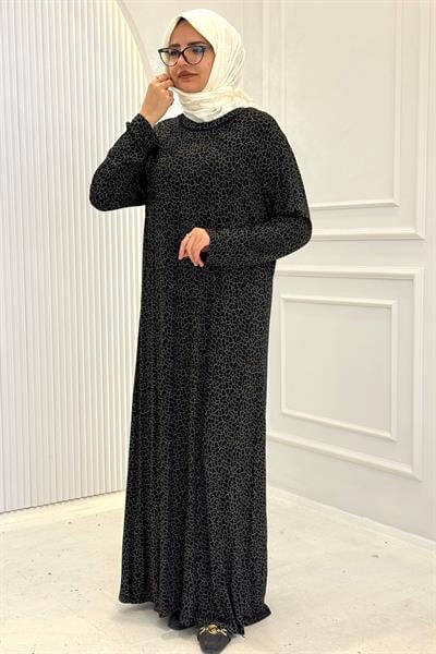 Büyük Beden Viskon Elbise Siyah OTW2048