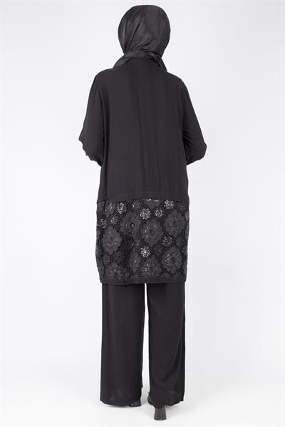 Büyük Beden Viskon Kumaş Spor Takım Siyah OTW497
