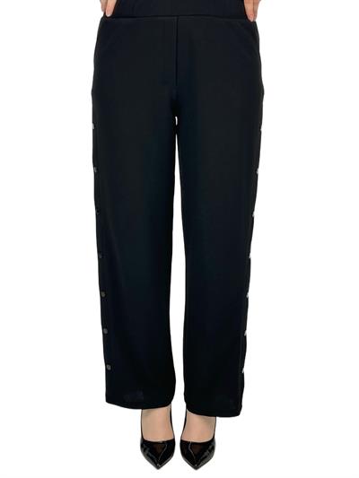 Büyük Beden Yanları Çıtçıt Detaylı Pantolon Siyah OTW3044