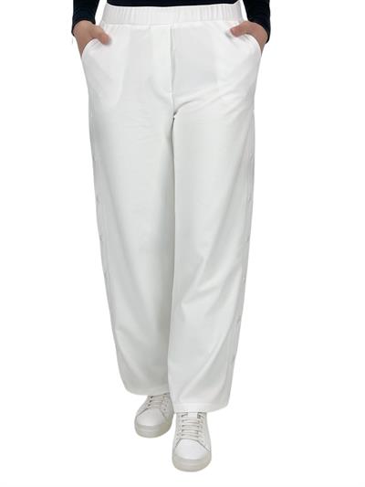 Büyük Beden Yanları Çıtçıt Detaylı Pantolon Ekru OTW3044