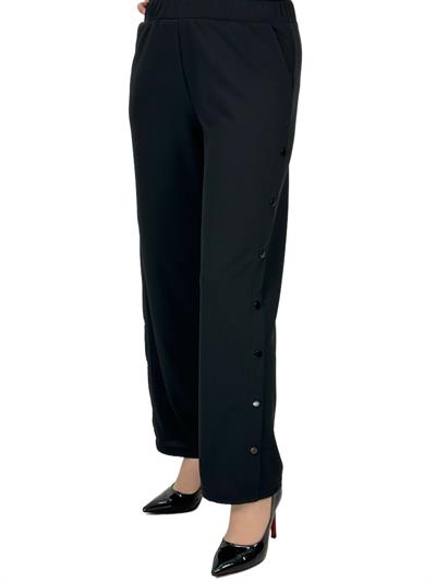 Büyük Beden Yanları Çıtçıt Detaylı Pantolon Siyah OTW3044