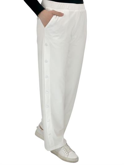 Büyük Beden Yanları Çıtçıt Detaylı Pantolon Ekru OTW3044