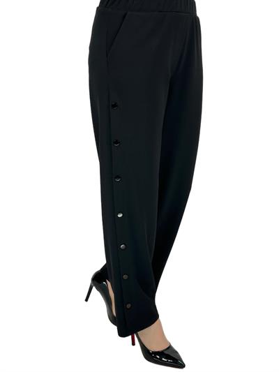 Büyük Beden Yanları Çıtçıt Detaylı Pantolon Siyah OTW3044