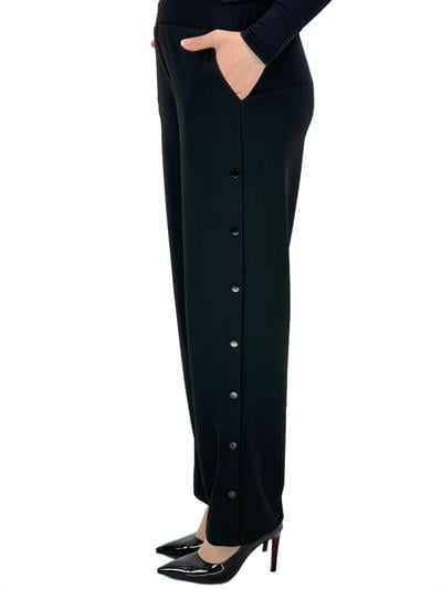 Büyük Beden Yanları Çıtçıt Detaylı Pantolon Siyah OTW3044