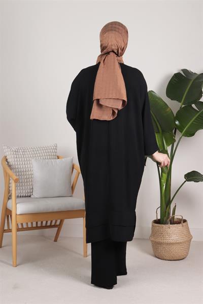 Büyük Beden Yarasa Kol Tunik Siyah OTW2332
