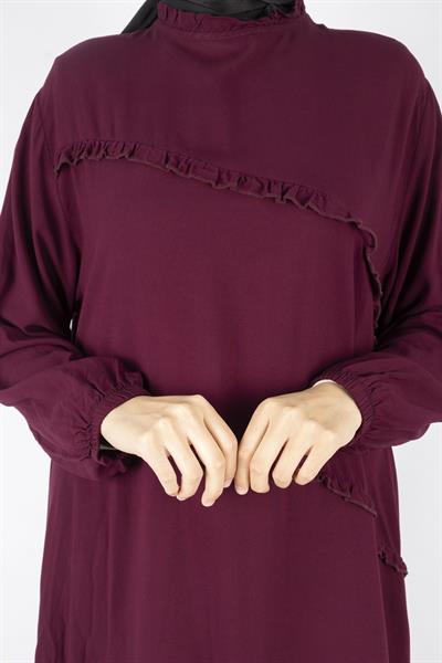 Büyük Beden Yıkanmış Viskon Takım Bordo OTW559