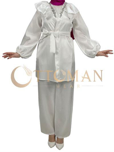Ceket Pantolon Takım Ekru OTW244