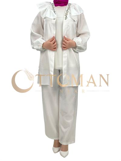 Ceket Pantolon Takım Ekru OTW244