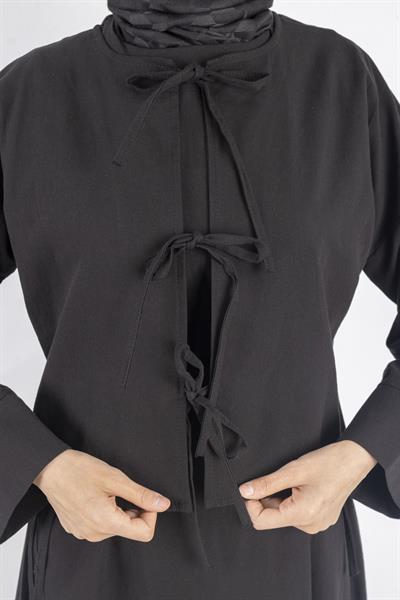 Ceketli Keten elbise Siyah OTW8379