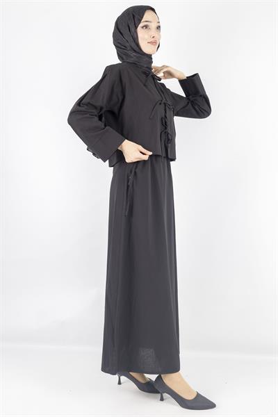 Ceketli Keten elbise Siyah OTW8379