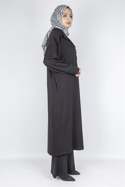 Çelik Örme Büyük Beden Taş Detaylı Elbise Siyah OTW7804