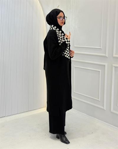 Çelik Örme Triko Hırka Siyah OTW116