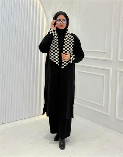 Çelik Örme Triko Hırka Siyah OTW116