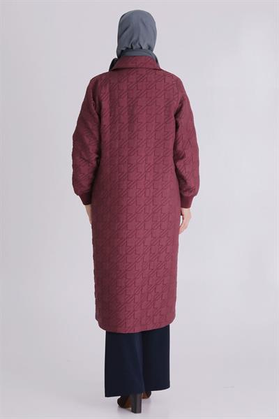 Cepli Fermuarlı Kapitone Büyük Beden Kap Vişne OTW2551