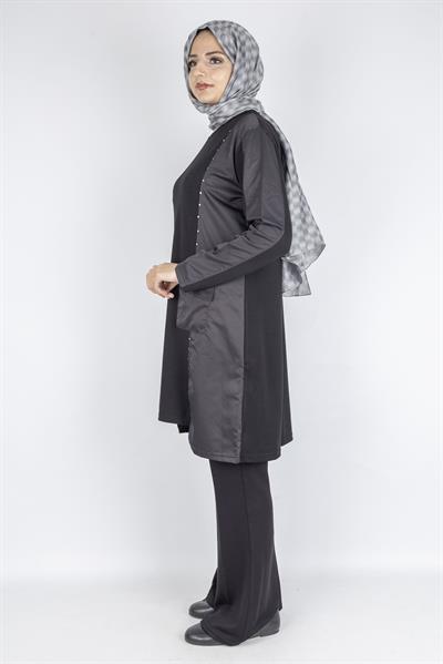 Cepli Zımba Detaylı Büyük Beden Oysho Tunik Siyah OTW317