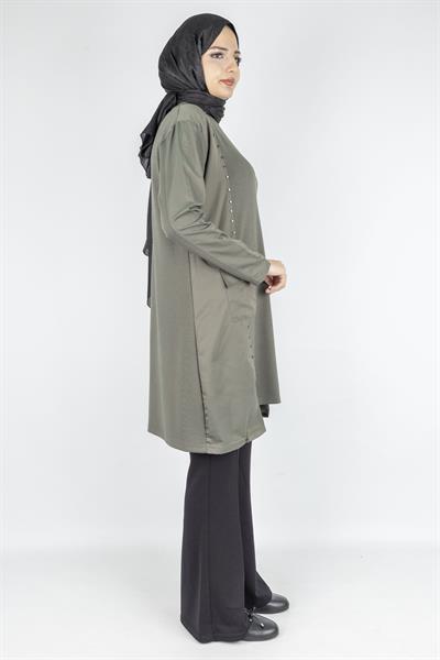 Cepli Zımba Detaylı Büyük Beden Oysho Tunik Yeşil OTW317