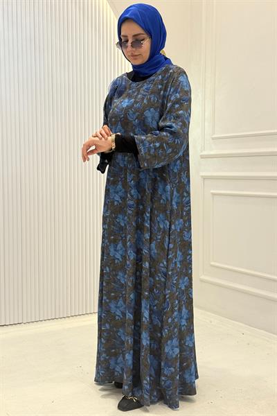 Çiçek Desenli Oversize Büyük Beden Elbise Desenli OTW9424