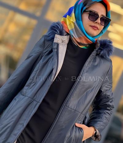 Çift Taraflı Şişme Mont Lacivert OTW36250