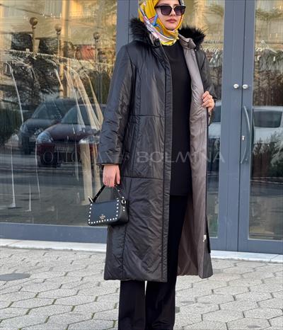 Çift Taraflı Şişme Mont Siyah OTW36250