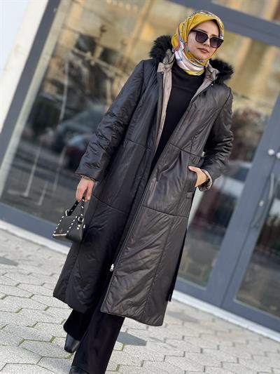 Çift Taraflı Şişme Mont Siyah OTW36250