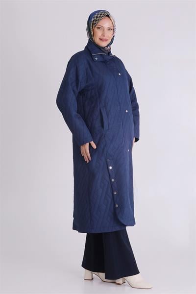 Çıtçıt Düğmeli Büyük Beden Kap Lacivert OTW25135