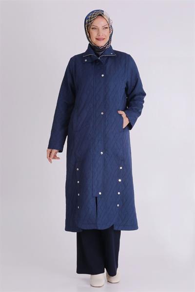 Çıtçıt Düğmeli Büyük Beden Kap Lacivert OTW25135
