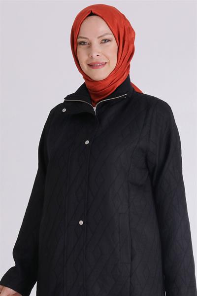 Çıtçıt Düğmeli Büyük Beden Kap Siyah OTW25135