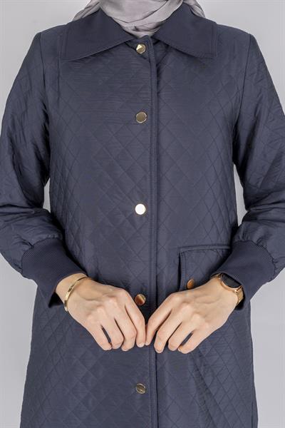 Çıtçıt Düğmeli Kapitone Tesettür Kap Lacivert OTW36297