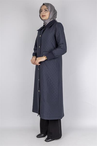 Çıtçıt Düğmeli Kapitone Tesettür Kap Lacivert OTW36297