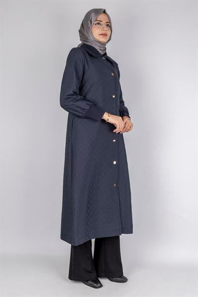 Çıtçıt Düğmeli Kapitone Tesettür Kap Lacivert OTW36297