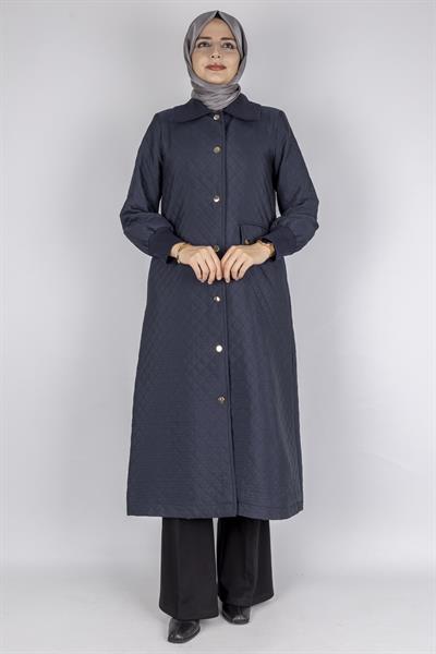 Çıtçıt Düğmeli Kapitone Tesettür Kap Lacivert OTW36297