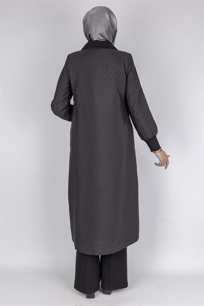 Çıtçıt Düğmeli Kapitone Tesettür Kap Siyah OTW36297