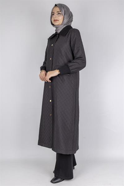 Çıtçıt Düğmeli Kapitone Tesettür Kap Siyah OTW36297