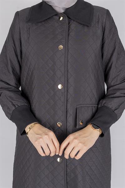 Çıtçıt Düğmeli Kapitone Tesettür Kap Siyah OTW36297