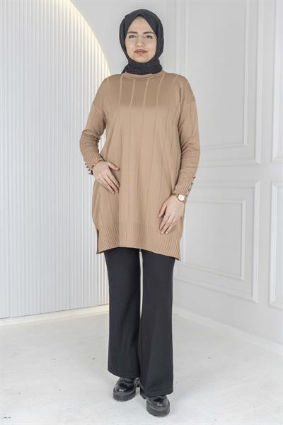 Çizgi Detaylı Merserize Tunik Bisküvi OTW1007