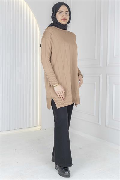 Çizgi Detaylı Merserize Tunik Bisküvi OTW1007