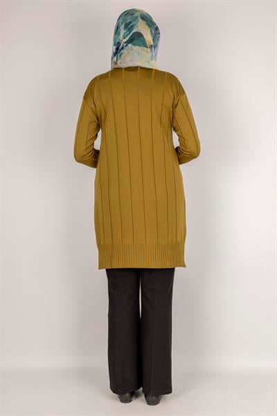 Çizgi Detaylı Merserize Tunik Hardal OTW1007