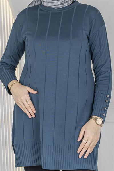 Çizgi Detaylı Merserize Tunik Nefti OTW1007