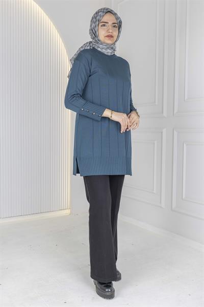 Çizgi Detaylı Merserize Tunik Nefti OTW1007