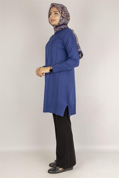 Çizgi Detaylı Merserize Tunik Saks OTW1007