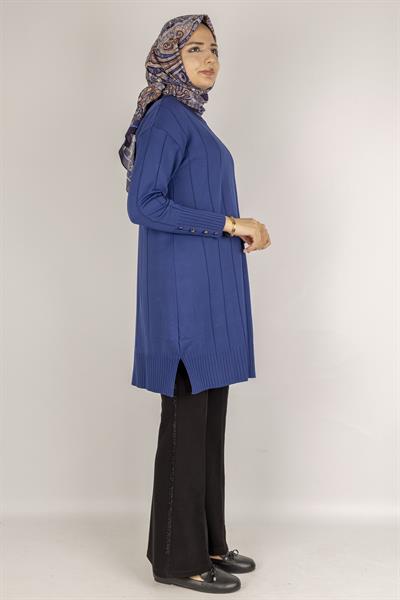 Çizgi Detaylı Merserize Tunik Saks OTW1007