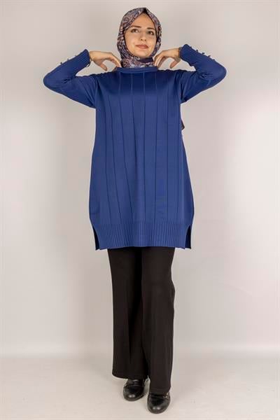 Çizgi Detaylı Merserize Tunik Saks OTW1007