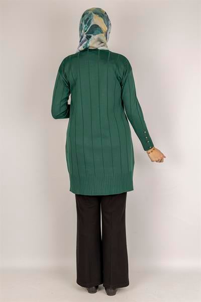 Çizgi Detaylı Merserize Tunik Zümrüt OTW1007