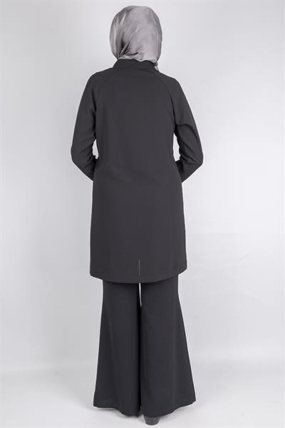 Çizgisel Taş Desenli krep kumaş ceket Siyah OTW2160