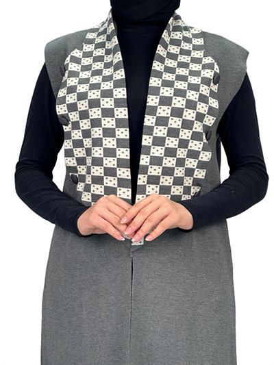 Dama Desen Yelek Gri OTW113