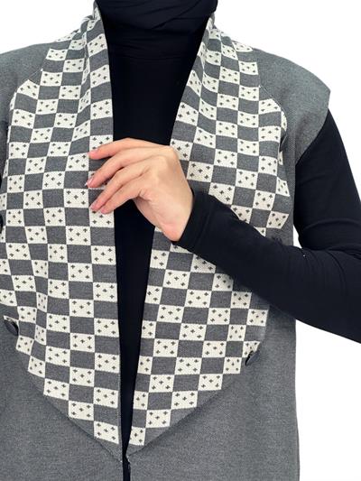 Dama Desen Yelek Gri OTW113