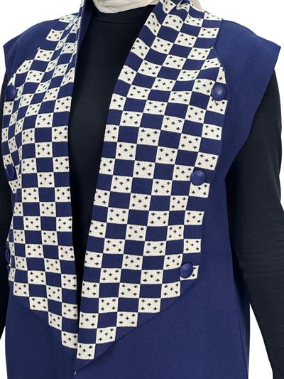 Dama Desen Yelek Lacivert OTW113